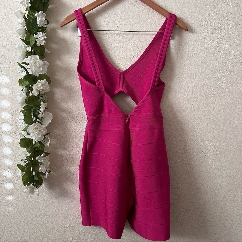 RARE HERVE LEGER X FOREVER 21 Pink Bandage Cut Out Romper - Picture 9 of 13